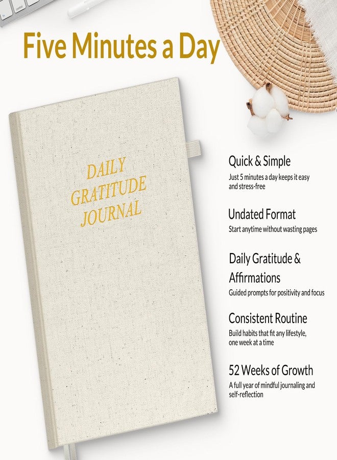 SUNEE Daily Gratitude Journal - 52 Weeks Simple 5 Minute Journal for Daily Reflection, Build Positivity and Mindfulness, Undated Minimalist Planner for Women & Men (Beige) - Image 2