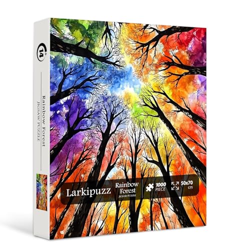 Larkipuzz Tree Puzzle for Adults 1000 Pieces Larkipuzz Colorful Forest Puzzle Rainbow Art Difficult Gradient Plant Sky Theme as Home Decor - Image 1