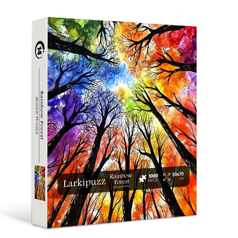 Larkipuzz Tree Puzzle for Adults 1000 Pieces Larkipuzz Colorful Forest Puzzle Rainbow Art Difficult Gradient Plant Sky Theme as Home Decor - Image 3
