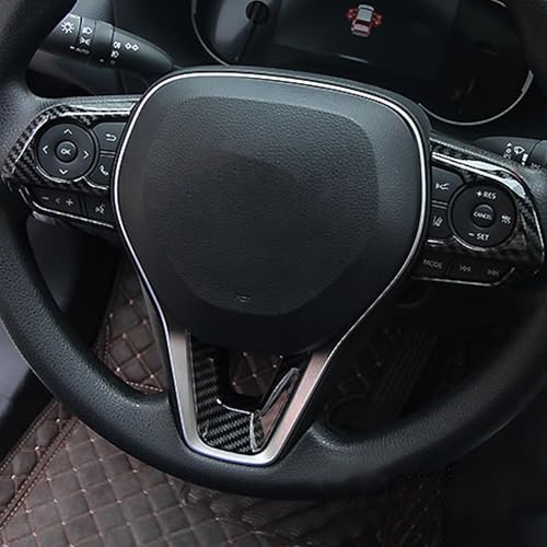 Tocatus Steering Wheel Cover Trim for Toyota Corolla 2020 2021 2022 2023 2024, for RAV4 2019 2020 2021 2022 2023 2024, ABS Carbon Fiber 3pcs - Image 3