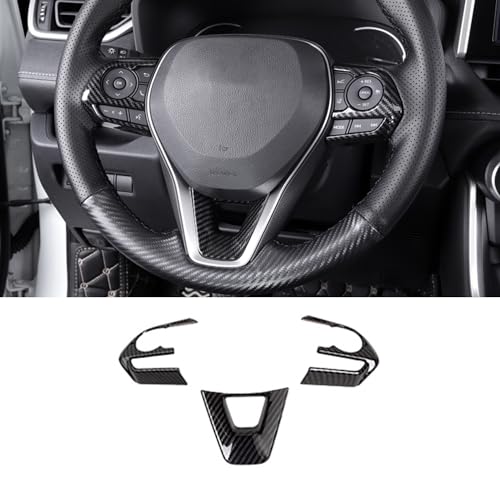 Tocatus Steering Wheel Cover Trim for Toyota Corolla 2020 2021 2022 2023 2024, for RAV4 2019 2020 2021 2022 2023 2024, ABS Carbon Fiber 3pcs - Image 4