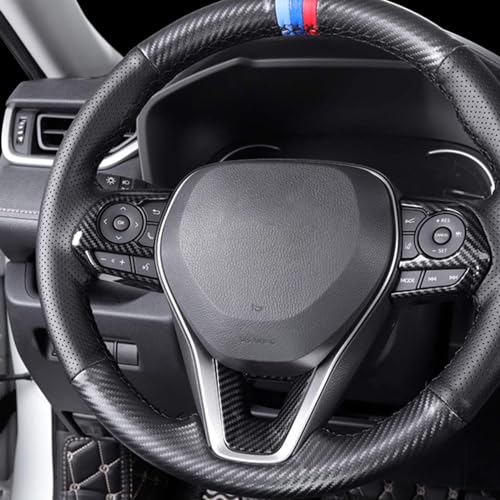 Tocatus Steering Wheel Cover Trim for Toyota Corolla 2020 2021 2022 2023 2024, for RAV4 2019 2020 2021 2022 2023 2024, ABS Carbon Fiber 3pcs - Image 2