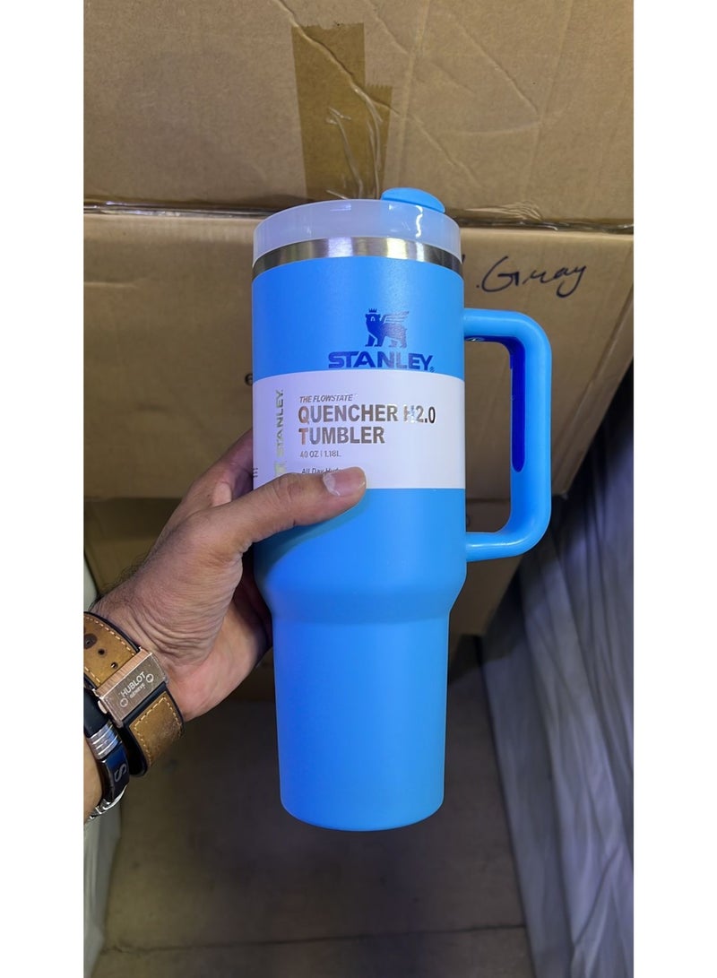 Stanly Quencher H2.0 FlowState Stainless Steel Vacuum Insulated Tumbler with Lid and Straw for Water, Iced Tea or Coffee, Smoothie and More, 40Ounce Stainless Steel 32x15x 10cm Blue  - Image 3