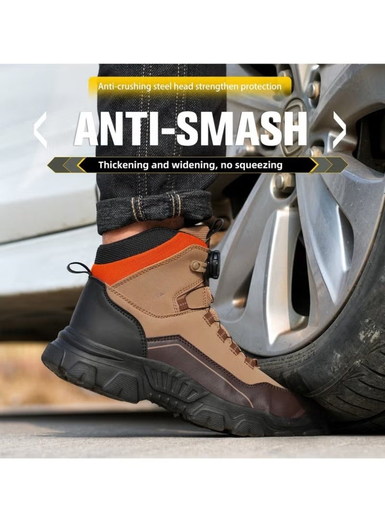 Safety Shoes Men Lightweight Fashion Rotating Button Work Shoes Air Cushion Breathable Sports Shoes Steel Toe Cap Shoes - Image 5