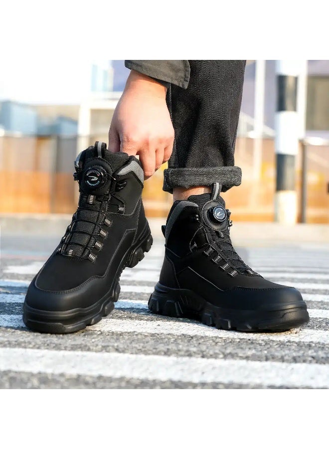 Safety Shoes Men Lightweight Fashion Rotating Button Work Shoes Air Cushion Breathable Sports Shoes Steel Toe Cap Shoes - Image 3