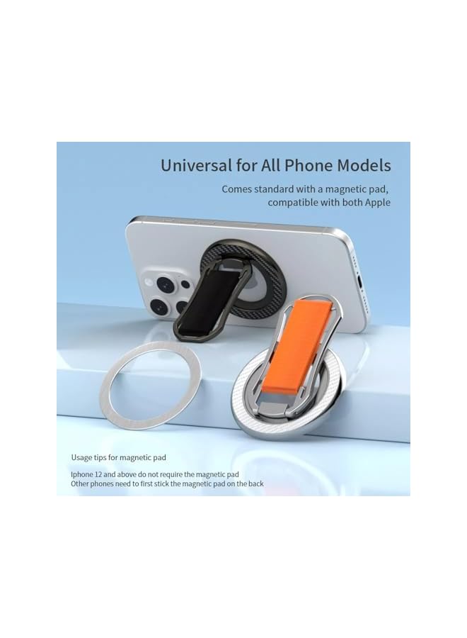 S-TOP Ultra-Secure Magnetic Phone Grip Finger Strap Kickstand, Removable Accessory for Mage-safe Phones and compatible with Android Devices (Orange) - Image 4