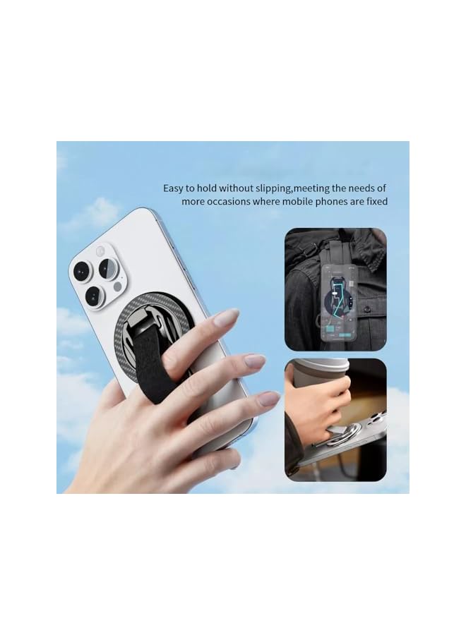 S-TOP Ultra-Secure Magnetic Phone Grip Finger Strap Kickstand, Removable Accessory for Mage-safe Phones and compatible with Android Devices (Orange) - Image 2