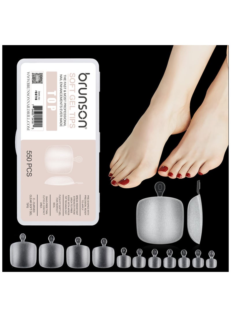 brunson Soft Gel False Toenail Extension Kit Clear Double Matte Fake Longtoes Claw for Salon DIY Acrylic Pedicure 550PCS Soft Gel C Curved Clear Gel Tips for Toe Nail Extensions 12 Sizes for Women and Nail Salons  - Image 2