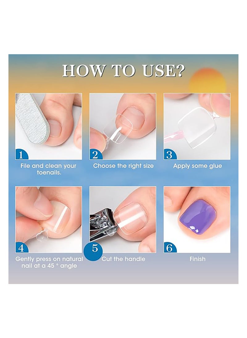 brunson Soft Gel False Toenail Extension Kit Clear Double Matte Fake Longtoes Claw for Salon DIY Acrylic Pedicure 550PCS Soft Gel C Curved Clear Gel Tips for Toe Nail Extensions 12 Sizes for Women and Nail Salons  - Image 4