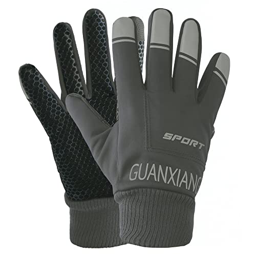 ZaySoo Full Finger Cycling Gloves for Men and Women - Touchscreen Enabled - Grey White - Image 1