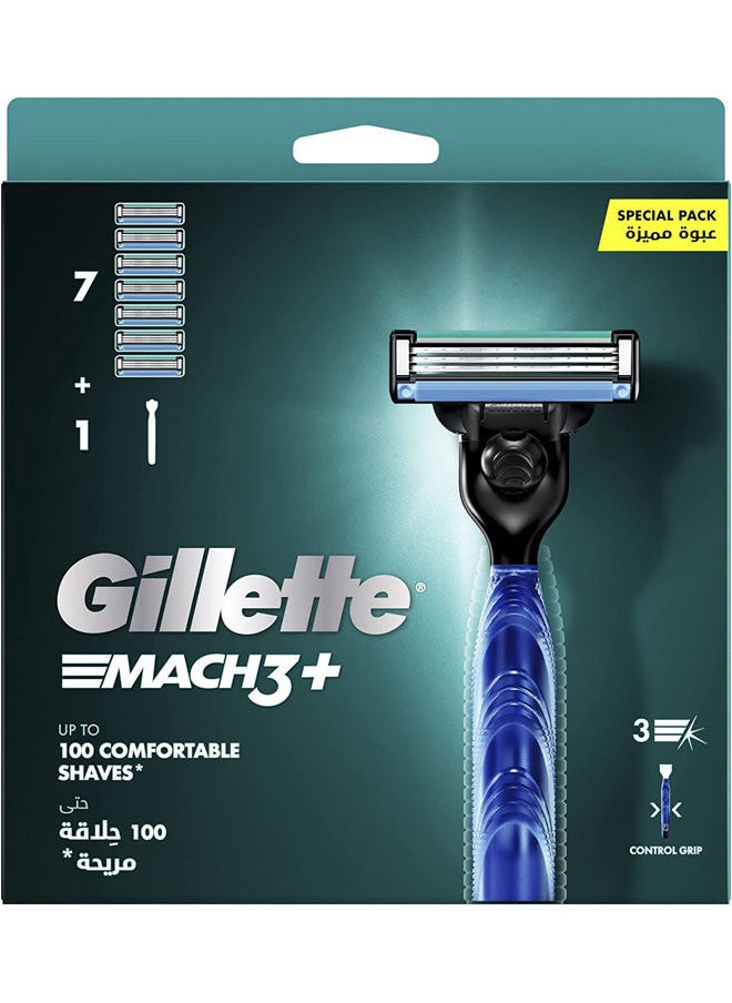 Gillette ماك 3 + مقبض ماكينة الحلاقة + 7 شفرات  - Image 1