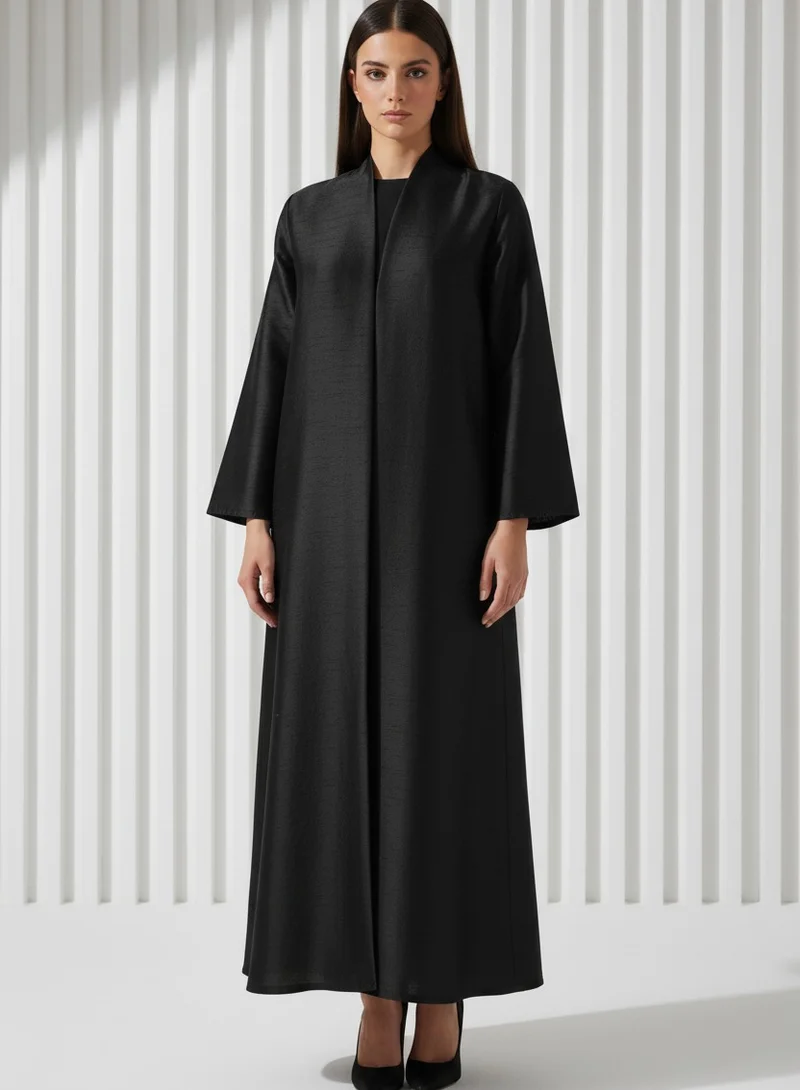 مويستريت Metallic Black Raw Silk A-Line Abaya