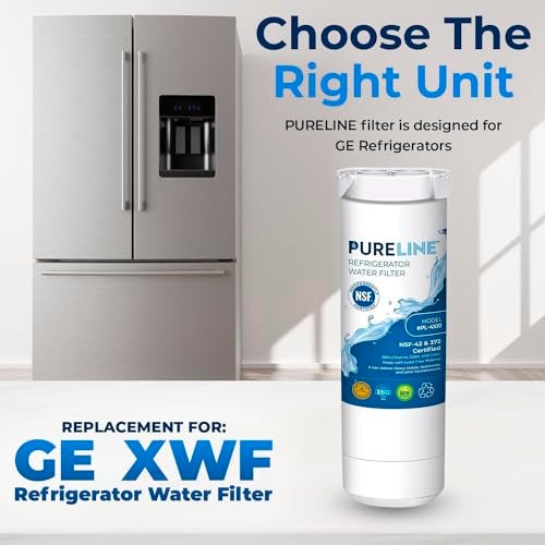 Pureline Replacement for GE XWF Refrigerator Water Filter, (NOT XWFE) Replaces Refrigerator Models Starting with GBE21, GDE21, GDE25, GFE24, GFE26, GNE20 - (3 Pack) - Image 4