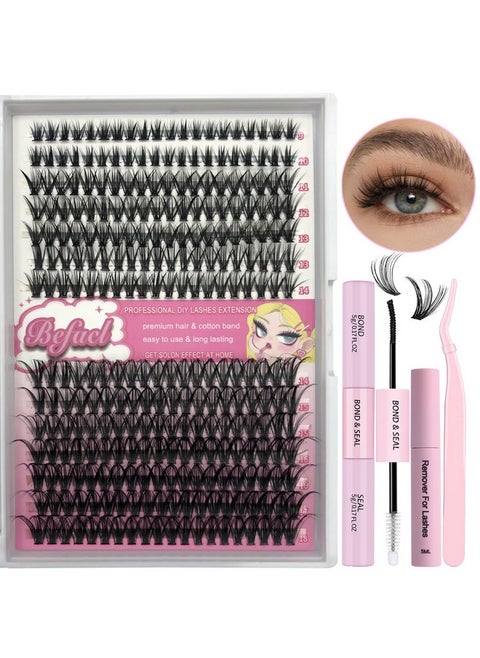 Lash Extension Cluster Kit With 280 Pcs 40D Diy Eyelash Clusters Bond And Seal Remover Lash And Applicator 918Mm Mix D Curl Individual Lashes For Beginners Self Application Diy At Home By Befacl
