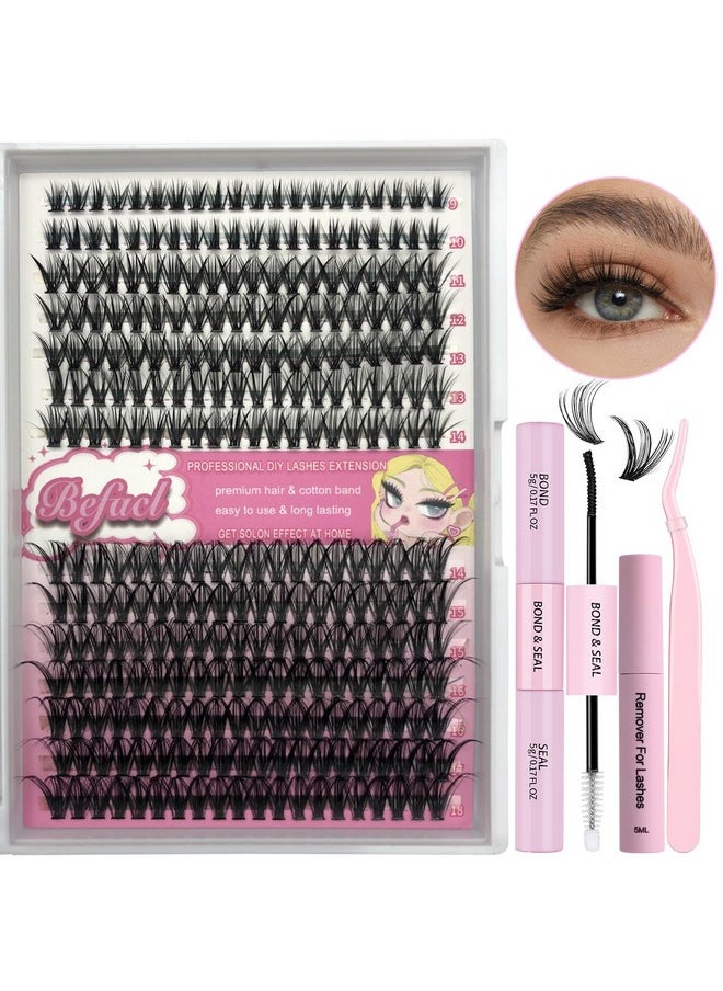 BEFACL - Lash Extension Cluster Kit With 280 Pcs 40D Diy Eyelash Clusters Bond And Seal Remover Lash And Applicator 918Mm Mix D Curl Individual Lashes For Beginners Self Application Diy At Home By Befacl - Image 1