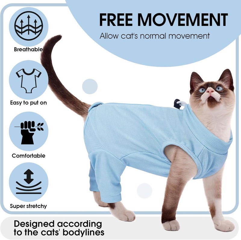 ADNIKIA Cat Recovery Suit with Hind Legs, Breathable Onesie After Surgery Female for Abdominal Wounds or Skin Diseases, Anti-Licking Full Body Pet Surgical Pajamas, E-Collar Alternative Wear - Image 3
