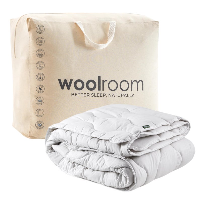 WOOLROOM Classic Warm Wool Double Duvet 1114 tog Allergy Friendly Heat Regulating Dust Mite Resistant All Night Natural British Wool Bedding Comfort  Perfect For Winter Months or Cold Sleepers