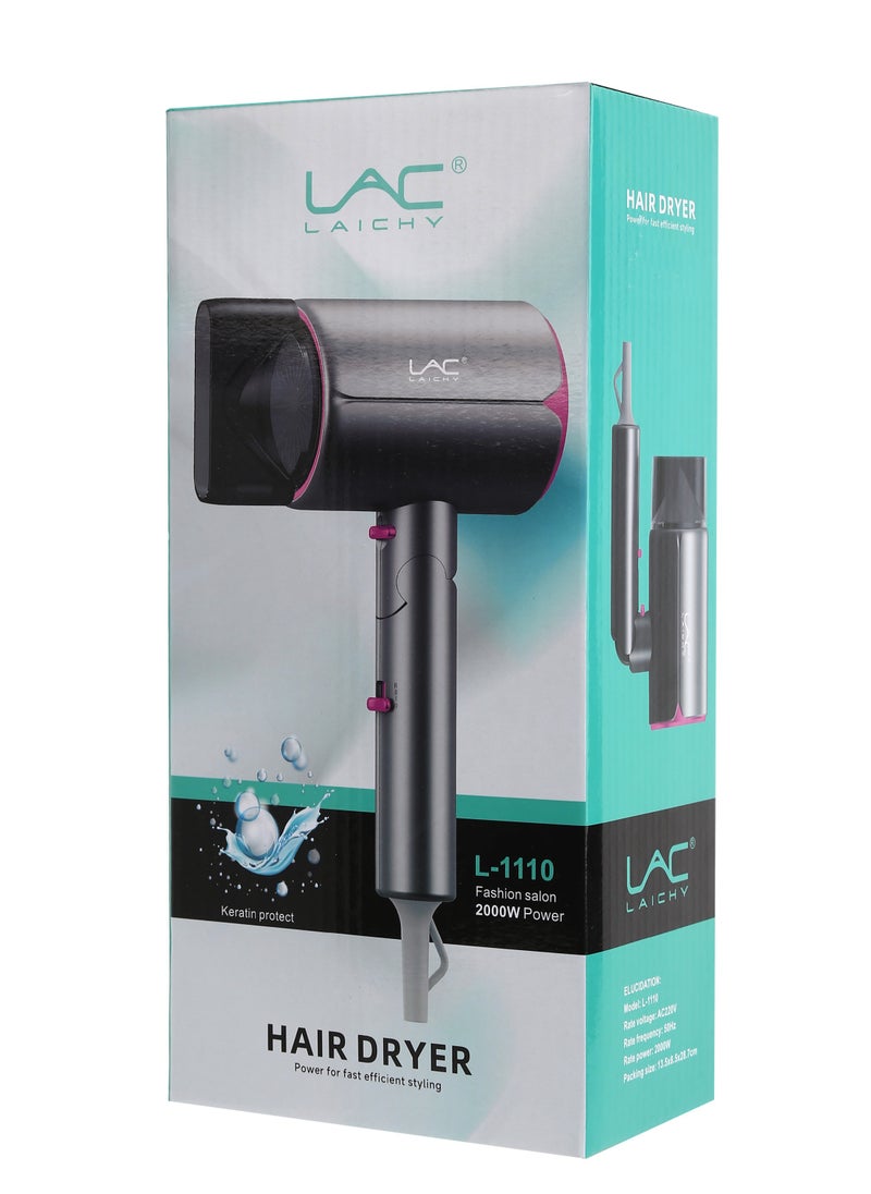 LAC LAICHY - Salon Hair Dryer Professional Ionic Blow dryers 2000W Thermo-Control Hairdryer Fast Drying Low Noise Foldable with Concentrator and Diffuser - Image 1