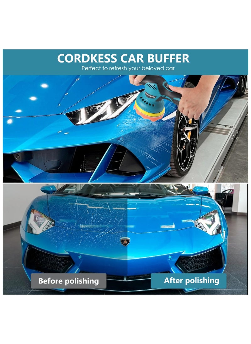 VIVP - Upgrade Cordless Car Buffer Polisher Kit, Polishing Wax Machine for Car Detailing, 2 Pcs Batteries, 8 Variable Speed 2800-5500RPM, Orbital Polisher for Car Boat Polishing Waxing - Image 1