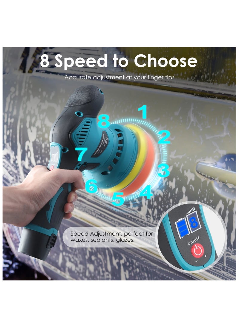 VIVP - Upgrade Cordless Car Buffer Polisher Kit, Polishing Wax Machine for Car Detailing, 2 Pcs Batteries, 8 Variable Speed 2800-5500RPM, Orbital Polisher for Car Boat Polishing Waxing - Image 1