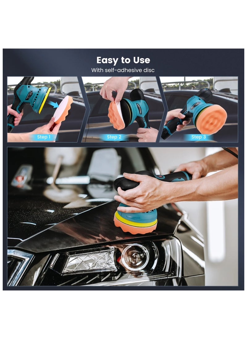 VIVP - Upgrade Cordless Car Buffer Polisher Kit, Polishing Wax Machine for Car Detailing, 2 Pcs Batteries, 8 Variable Speed 2800-5500RPM, Orbital Polisher for Car Boat Polishing Waxing - Image 1