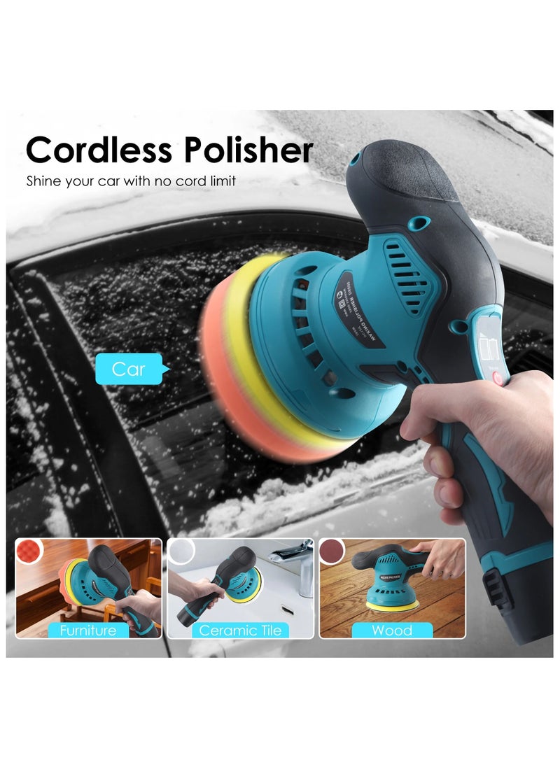 VIVP - Upgrade Cordless Car Buffer Polisher Kit, Polishing Wax Machine for Car Detailing, 2 Pcs Batteries, 8 Variable Speed 2800-5500RPM, Orbital Polisher for Car Boat Polishing Waxing - Image 1