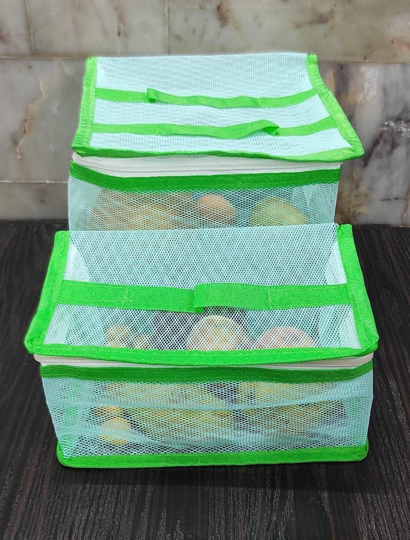 Sai Tradelink Net Folding Anti Fly Mosquito Gauze Tulle Lace Kitchen Table Food Covers for Outdoor Picnic Cake Meal Drink Fruit Pack of 2 Fruit Net Basket 1 Big 1 Small GreenPlastic - Image 1