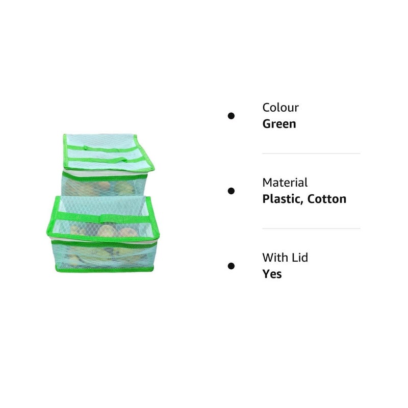 Sai Tradelink Net Folding Anti Fly Mosquito Gauze Tulle Lace Kitchen Table Food Covers for Outdoor Picnic Cake Meal Drink Fruit Pack of 2 Fruit Net Basket 1 Big 1 Small GreenPlastic - Image 2