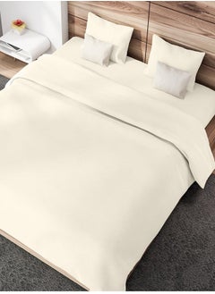 RISHAHOME RISHAHOME 3 Piece Bedsheet Set Twin Size|Beige Colour |1 Flat Bedsheet - 160x240 cm, 2 Pillowcases - 50x75 cm|Non allergic Microfiber for year-around use.  - Image 2