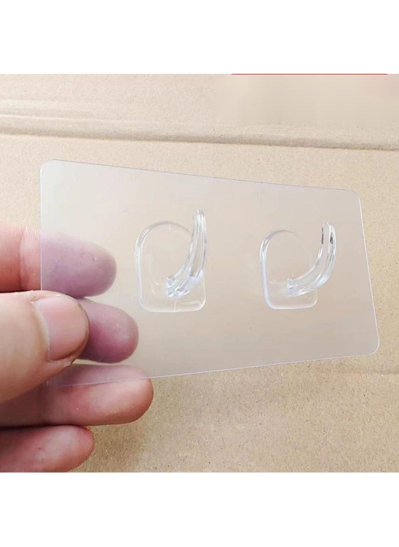 Strong Adhesive Transparent Hooks, No-Drill Needed for Bathroom and Kitchen Crystal double horn hook [bottom tissue professional]]