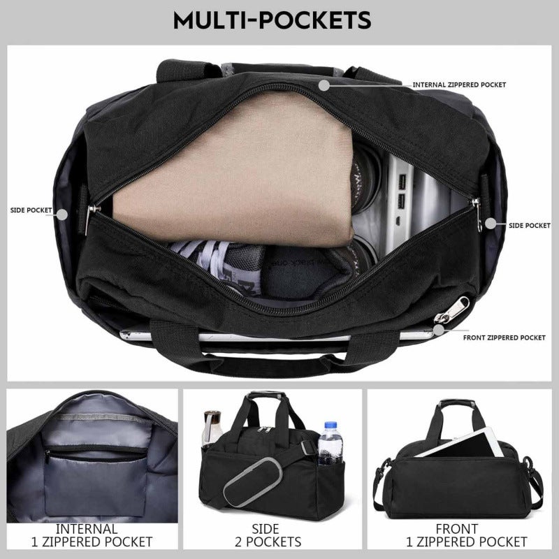 Small Lightweight Multi-Functional Travel Tote Gym Bag, Portable Mini Carry-On Luggage, Breathable Polyester, 20-35L - Image 4