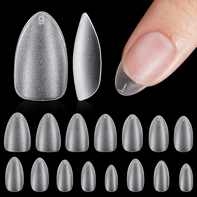 TOMICCA Almond Nail Tips - Short Soft Gel Nail Tips, Full Coverage Almond Shape Nail Tips, Nail Extension Tips for Acrylic Nails Professional