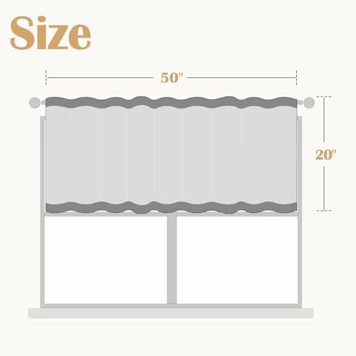 Lazzzy Kitchen Tie Up Valance Curtain Linen Floral Farmhouse Valance for Living Room Bathroom Bedroom Country Valances Window Treatments Small Cafe Curtian 20 Inch Rod Pocket 1 Panel Blue on Beige - Image 2