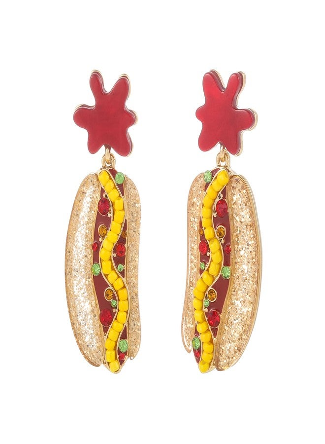 Madison Tyler Colorful Fun Food Earrings - Hot Dog Dangle Earrings for Holiday, Summer Beach Parties - Image 1