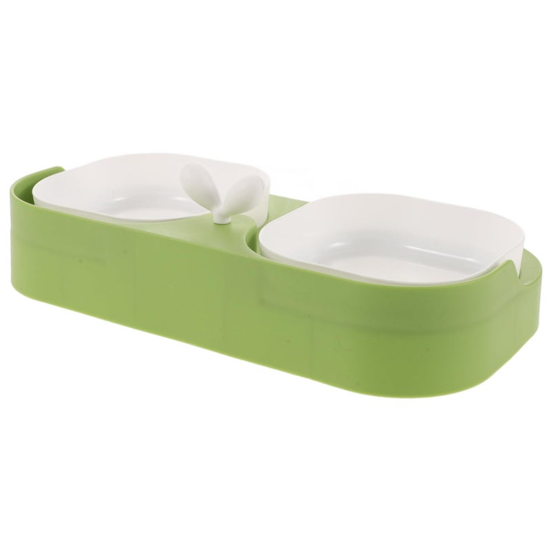 Non Slip Dual Pet Bowl For Cats And Dogs Feeding And Water Dish Light Green - Image 2