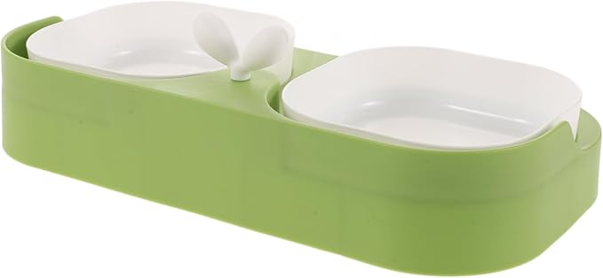 Non Slip Dual Pet Bowl For Cats And Dogs Feeding And Water Dish Light Green - Image 1