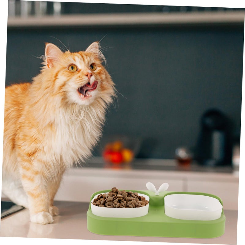 Non Slip Dual Pet Bowl For Cats And Dogs Feeding And Water Dish Light Green - Image 3