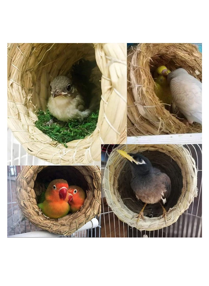 Generic - Birds Nest Straw Eco-Friendly Straw Birdhouse 100% Natural Fiber Bird Nest Hut Cozy Resting Breeding Place with Birds Toy for Medium-Sized Parrots Conures Cockatiel,Large - Image 1