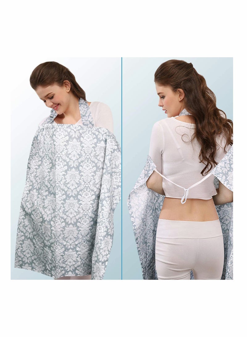 KASTWAVE feeding Cover Up With Adjustable Strap In Grey Damask Premium Cotton Boned Nursing Cover Breathable Lightweight Stylish Discreet incl Storage Bag (Grey) - Image 4