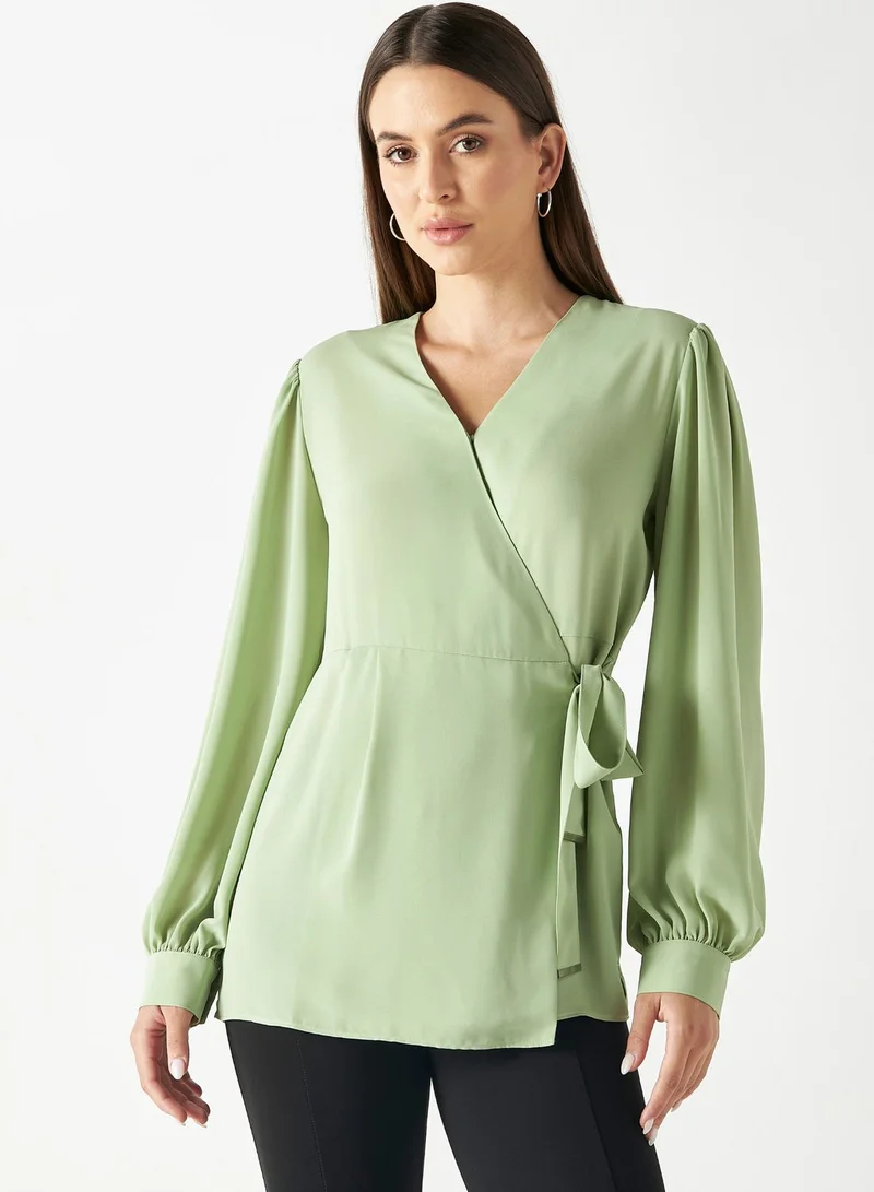 Iconic Puff Sleeve Wrap Top