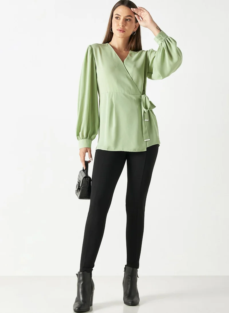 Iconic Puff Sleeve Wrap Top