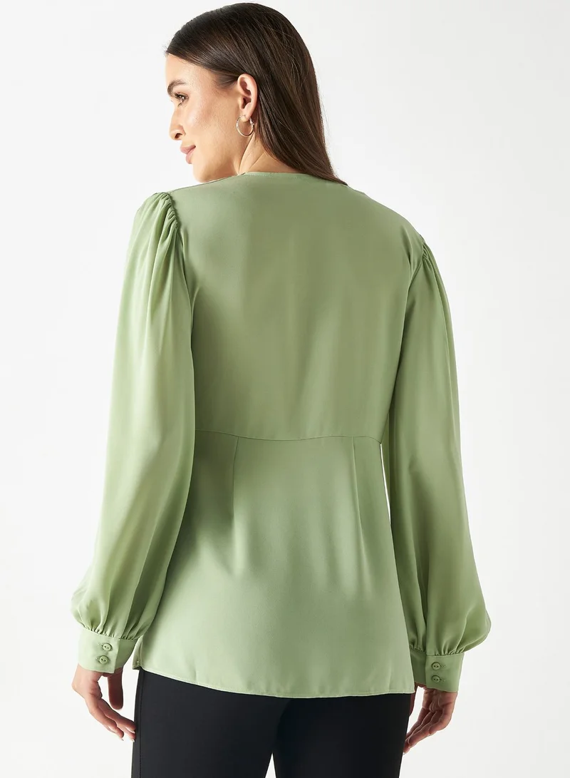 Iconic Puff Sleeve Wrap Top