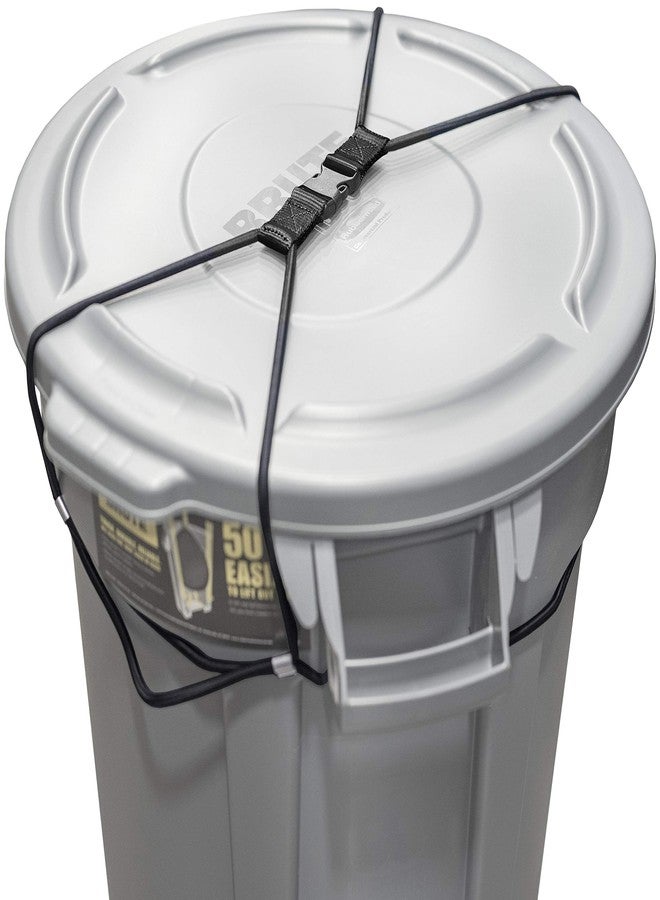 Encased Trash Can Lock for Animals/Raccoons, Nylon Bungee Cord Heavy Duty Large Outdoor Garbage Lid Lock (Trash Can NOT Included) - Image 1