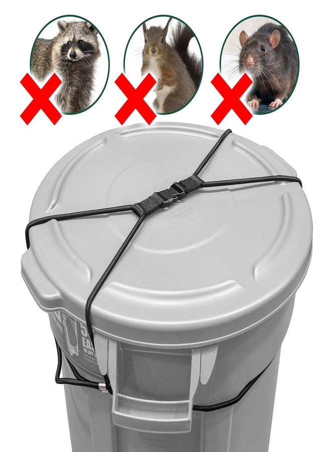 Encased Trash Can Lock for Animals/Raccoons, Nylon Bungee Cord Heavy Duty Large Outdoor Garbage Lid Lock (Trash Can NOT Included) - Image 2