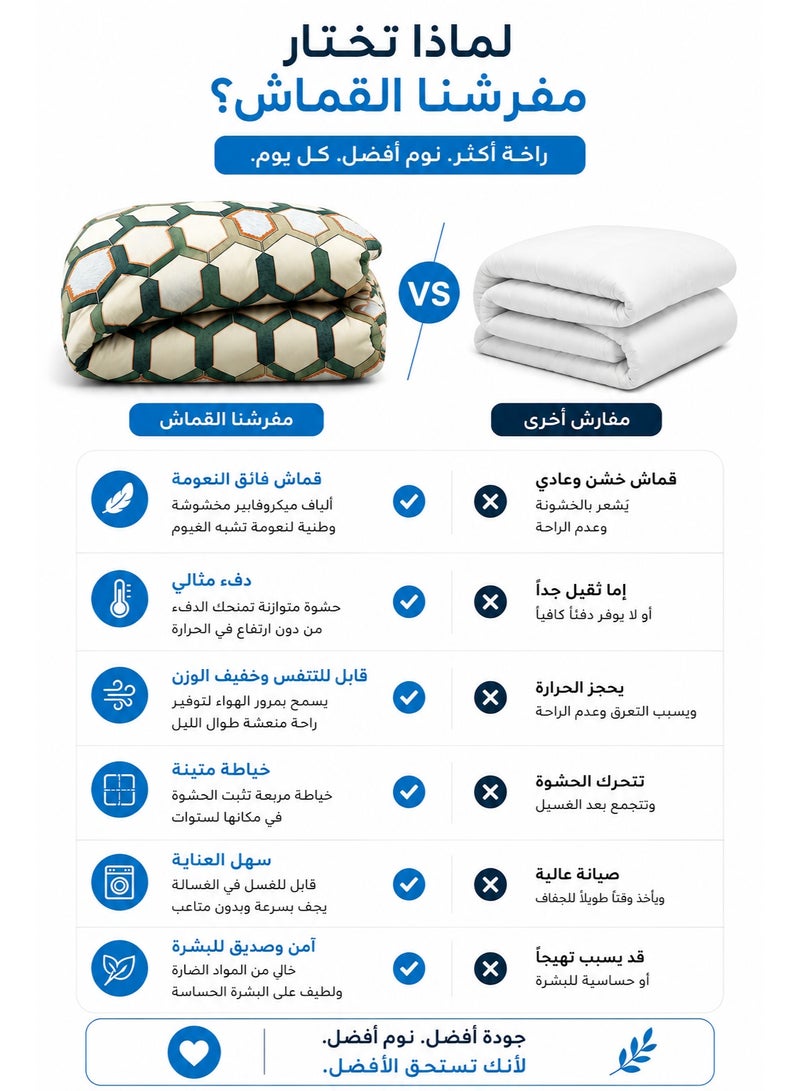 Green Beige Geometric Printed Comforter Set Single Size 160x245 cm with Flat Bedsheet & Pillow Covers - Image 3