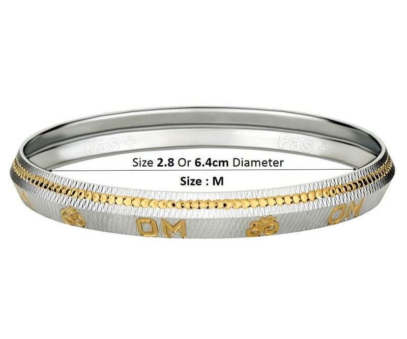 fas + IK01 Brass Om Nature Positive Energy High Durable Premium Igp Silver Gold Plated Kada Bracelet for Men & Boys - Image 2