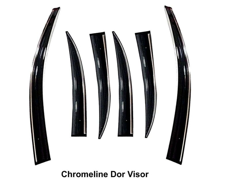 Auto E-Shopping Chromeline Silverline Door Rain Visor Wind Deflector Compatible for CARENS Set of 6 Pieces - Image 3