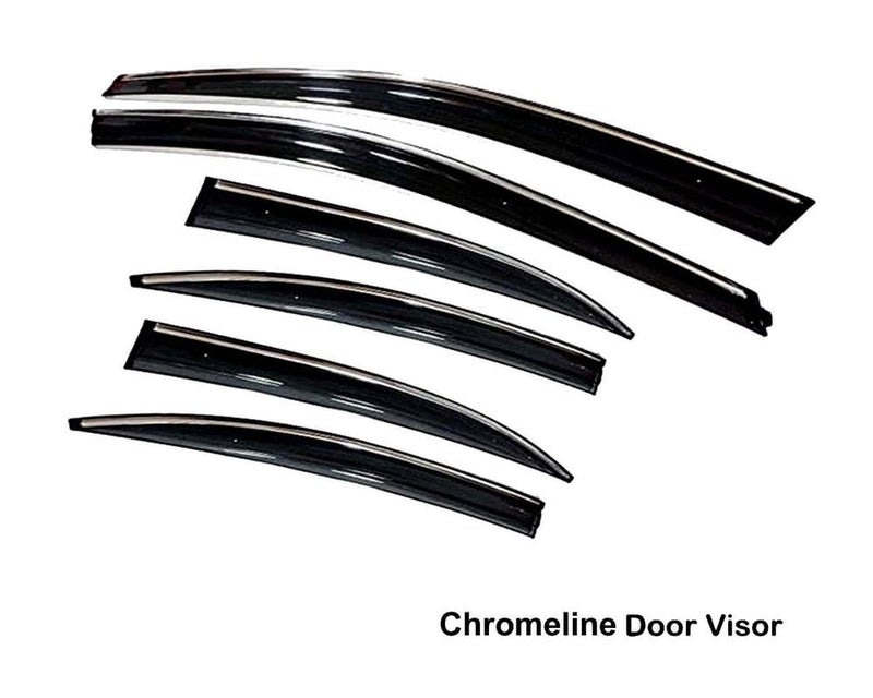 Auto E-Shopping Chromeline Silverline Door Rain Visor Wind Deflector Compatible for CARENS Set of 6 Pieces - Image 2
