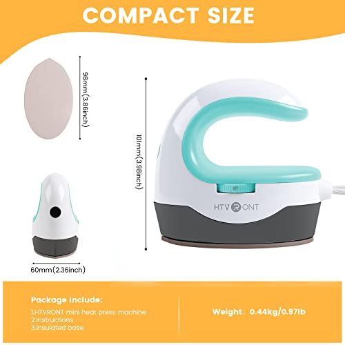 HTVRONT Heat Press Mini Heat Press Machine, Small Heat Press Portable Iron Press Machine for T Shirts, Hats, Heating Transfer Projects (Mint) - Image 3