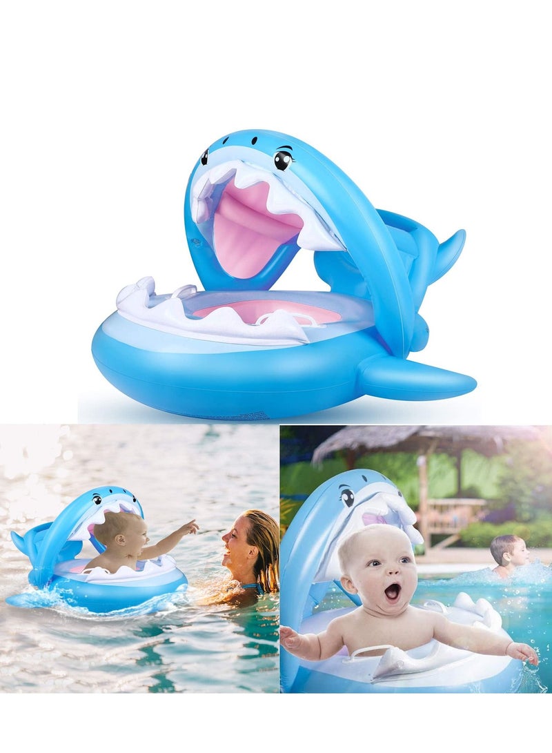 KASTWAVE Baby Pool Float Swimming Float with Canopy Inflatable Floatie Swim Ring for Kids Aged 6-36 Months - Image 1